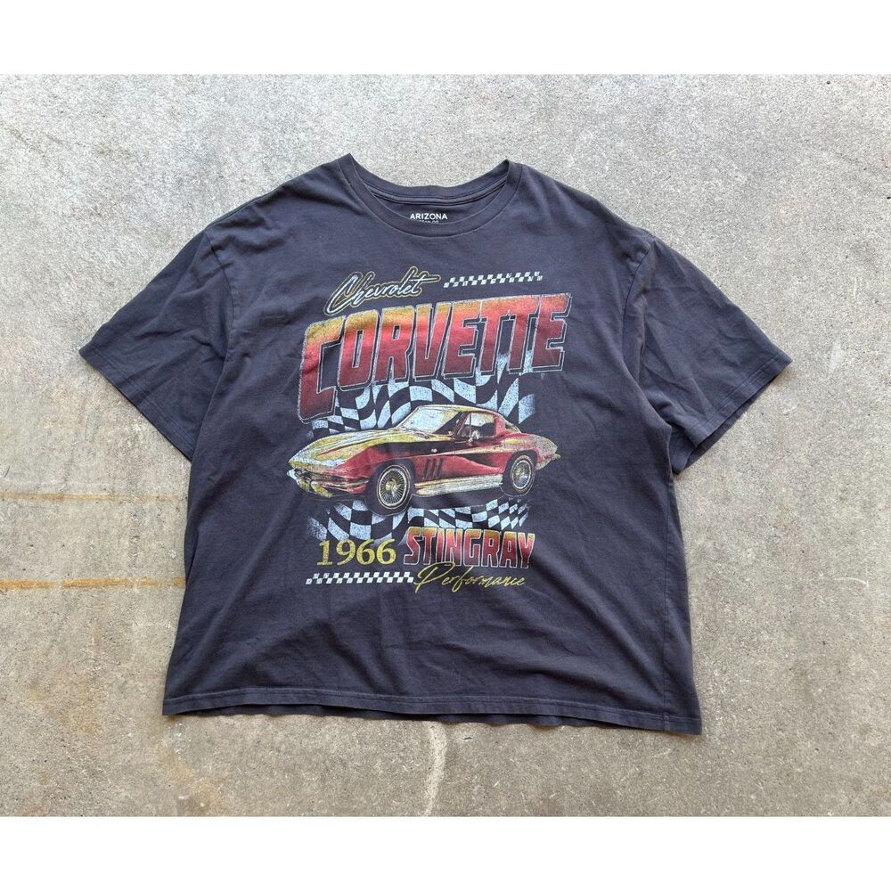 Corvette Graphic Tee Racing T-Shirt Charcoal Gray Oversized XL